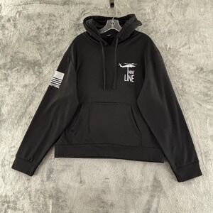 Nine Line Hoodie L Black USA Flag Pullover Sweatshirt Insulated‎ Pocket Koozie